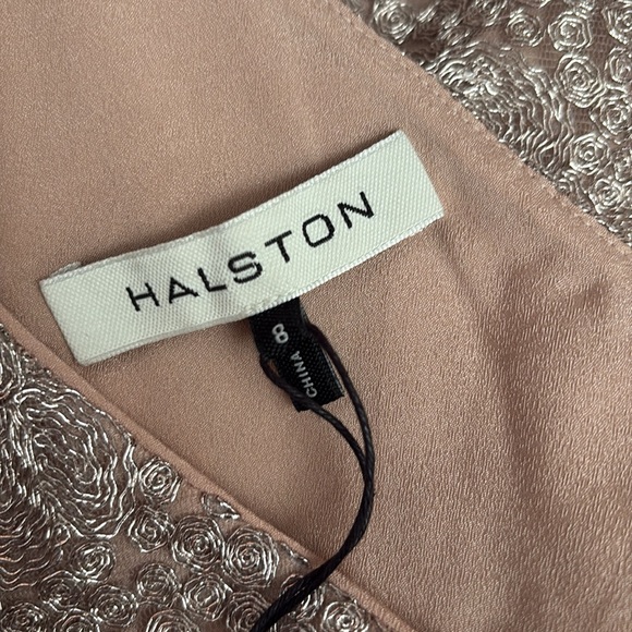 Nwt Halston Evening Collection Almond Blush Halter Gown Maxi Dress - Picture 13 of 14
